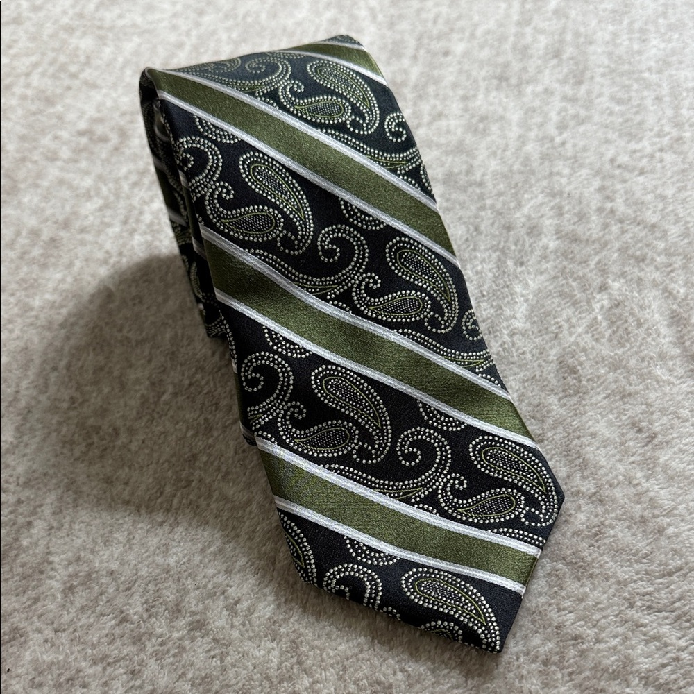 Enro Stylish Paisley Men's Tie in Black and Green